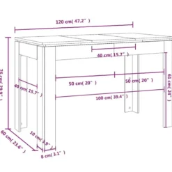 vidaXL Eettafel - Rechthoekige tafel - Oud hout - Bewerkt hout - 120x60x76 cm