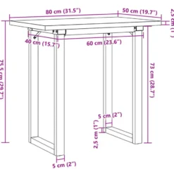 vidaXL Eettafel - Rechthoekige tafel met U-poten - Grenenhout - 80x50x75.5 cm