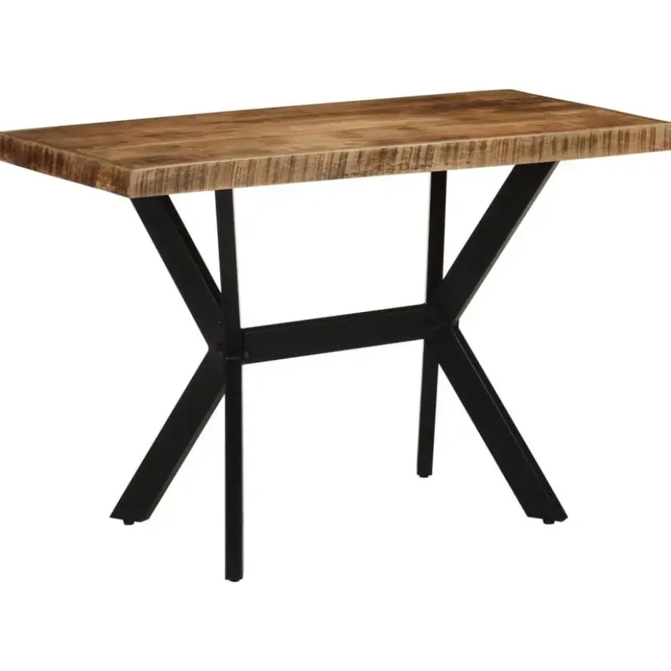 vidaXL Eettafel - Rechthoekige tafel met X-poten - Mangohout&staal - 110x55 cm