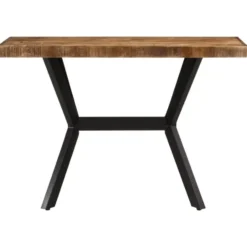 vidaXL Eettafel - Rechthoekige tafel met X-poten - Mangohout&staal - 110x55 cm
