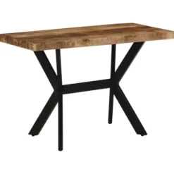 vidaXL Eettafel - Rechthoekige tafel met X-poten - Mangohout&staal - 110x55 cm