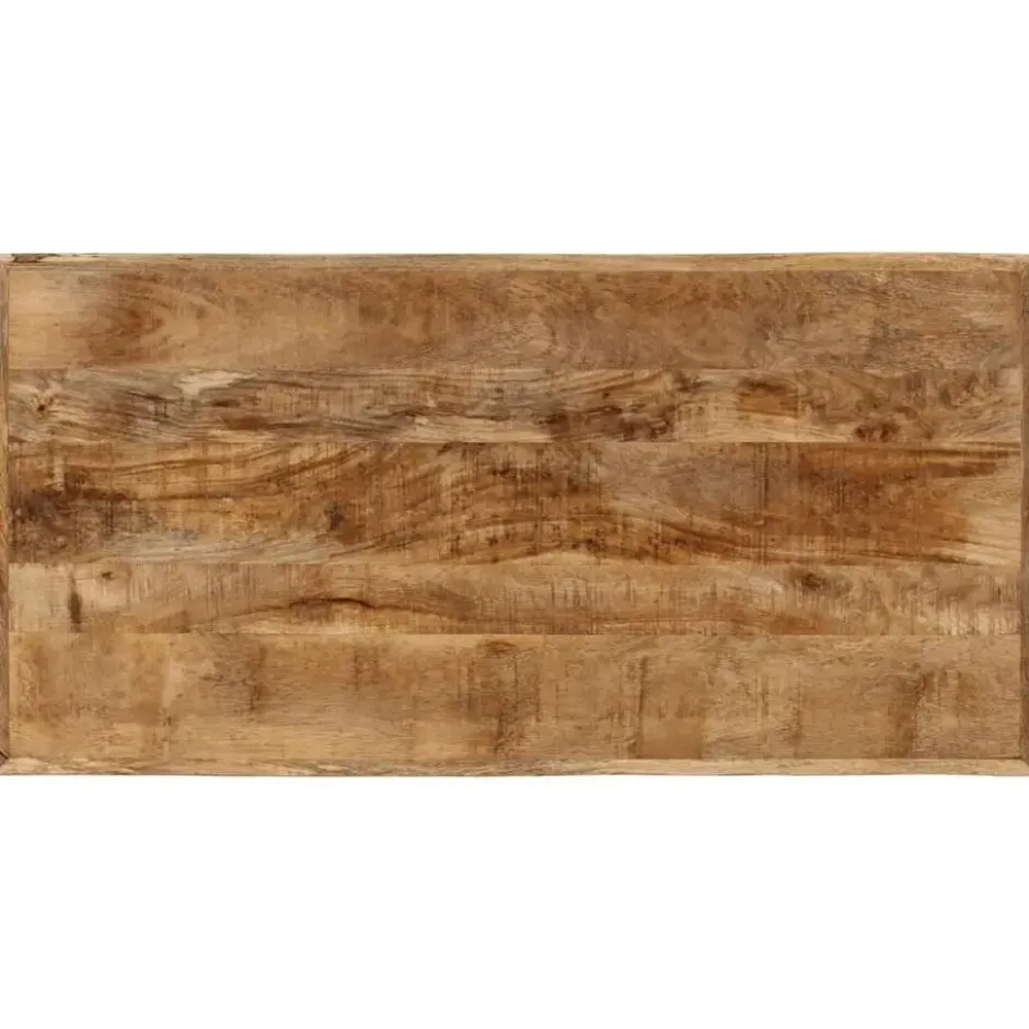 vidaXL Eettafel - Rechthoekige tafel met X-poten - Mangohout&staal - 110x55 cm