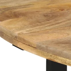 vidaXL Eettafel - Ronde tafel - Bruin&zwart - Massief mangohout&ijzer - Ø110 cm