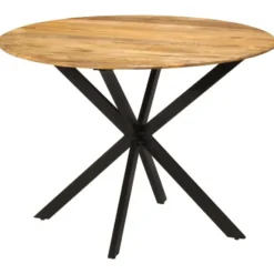 vidaXL Eettafel - Ronde tafel - Massief mangohout en staal - Ø110 cm