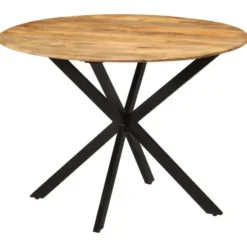 vidaXL Eettafel - Ronde tafel - Massief mangohout en staal - Ø110 cm