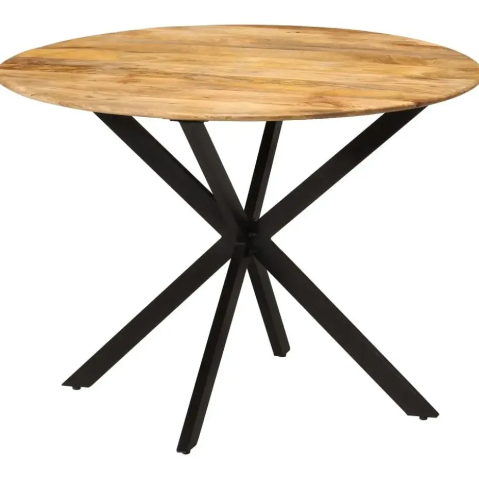 vidaXL Eettafel - Ronde tafel - Massief mangohout en staal - Ø110 cm