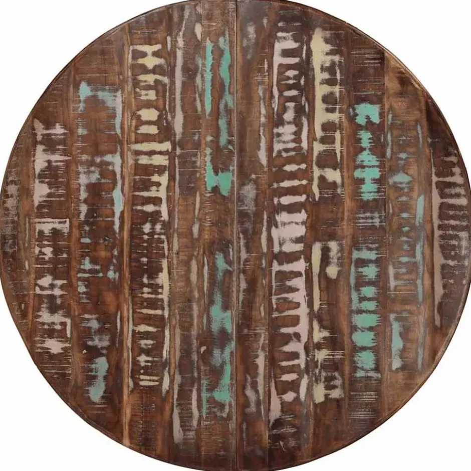 vidaXL Eettafel - Ronde tafel - Massief gerecycled hout en staal - Ø110 cm