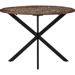 vidaXL Eettafel - Ronde tafel - Massief gerecycled hout en staal - Ø110 cm