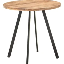 vidaXL Eettafel - Ronde tafel - Massief acaciahout en ijzer - Ø80 cm