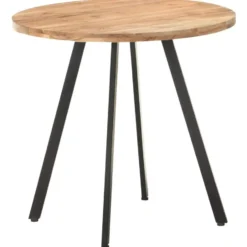 vidaXL Eettafel - Ronde tafel - Massief acaciahout en ijzer - Ø80 cm