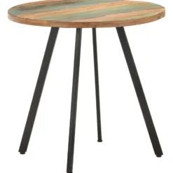 vidaXL Eettafel - Ronde tafel - Massief gerecycled hout en ijzer - Ø80 cm