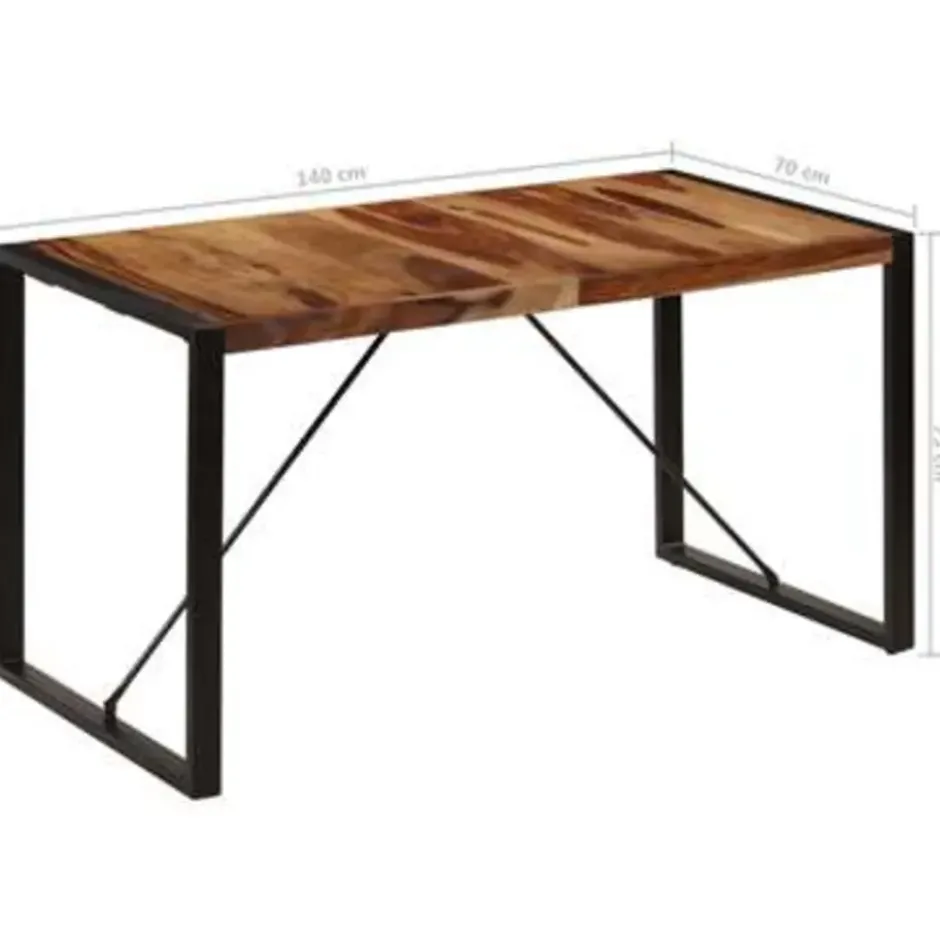 vidaXL Eettafel 140x70x75 cm massief sheeshamhout