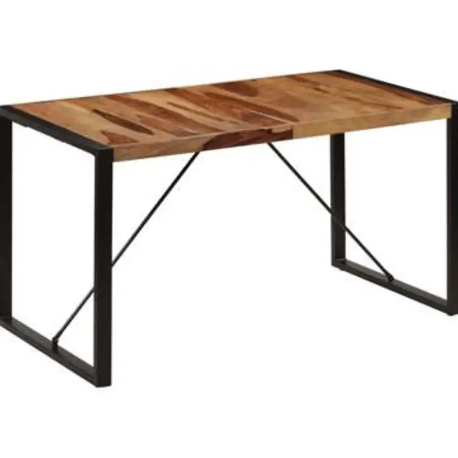 vidaXL Eettafel 140x70x75 cm massief sheeshamhout