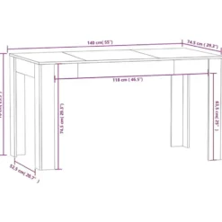 vidaXL Eettafel - Zwart - Bewerkt hout - 140x74.5x76 cm
