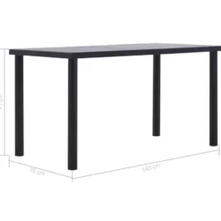 vidaXL - Eettafel - Zwart - MDF - 140 x 70 x 75 cm