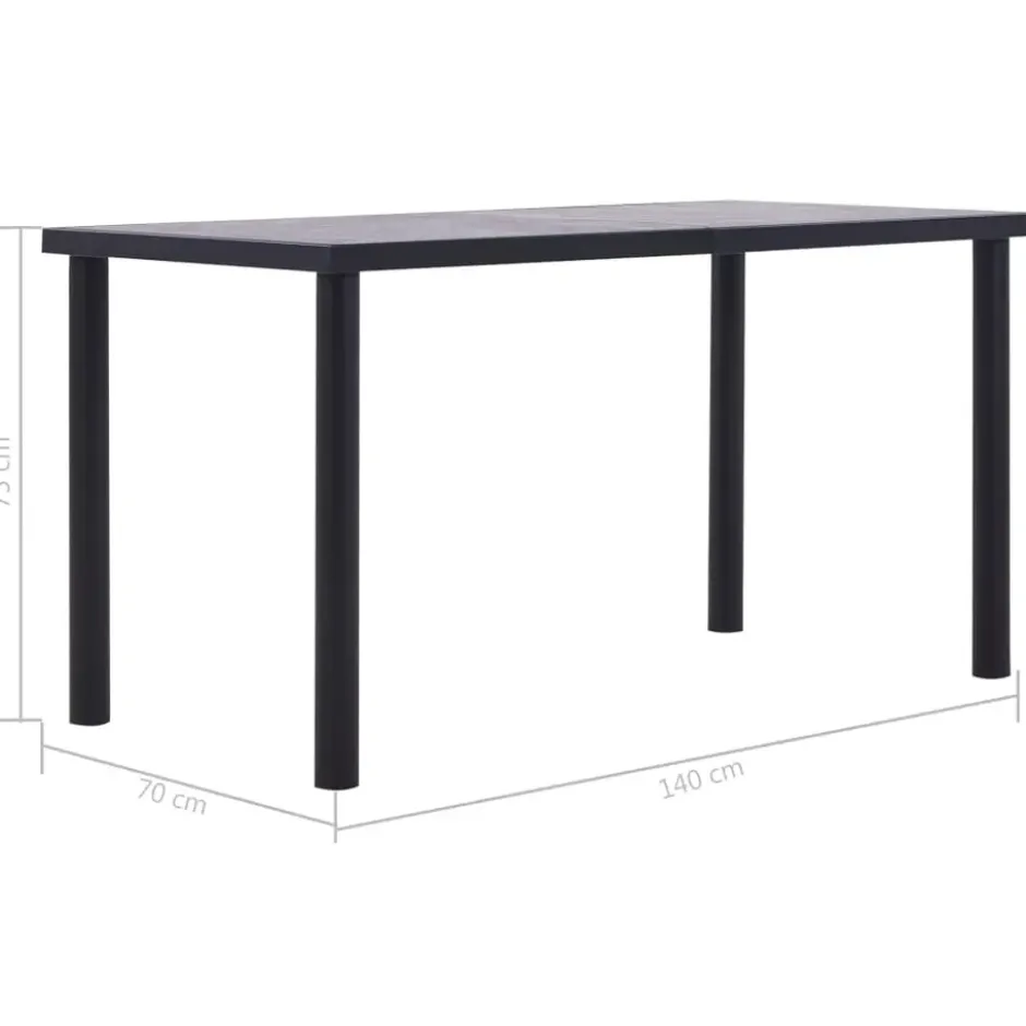 vidaXL - Eettafel - Zwart - MDF - 140 x 70 x 75 cm