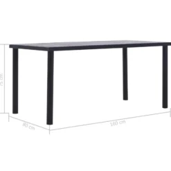 vidaXL - Eettafel - Zwart - MDF - 160 x 80 x 75 cm