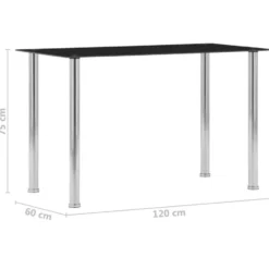 vidaXL - Eettafel - Zwart - Roestvrij staal - 120 x 60 x 75 cm