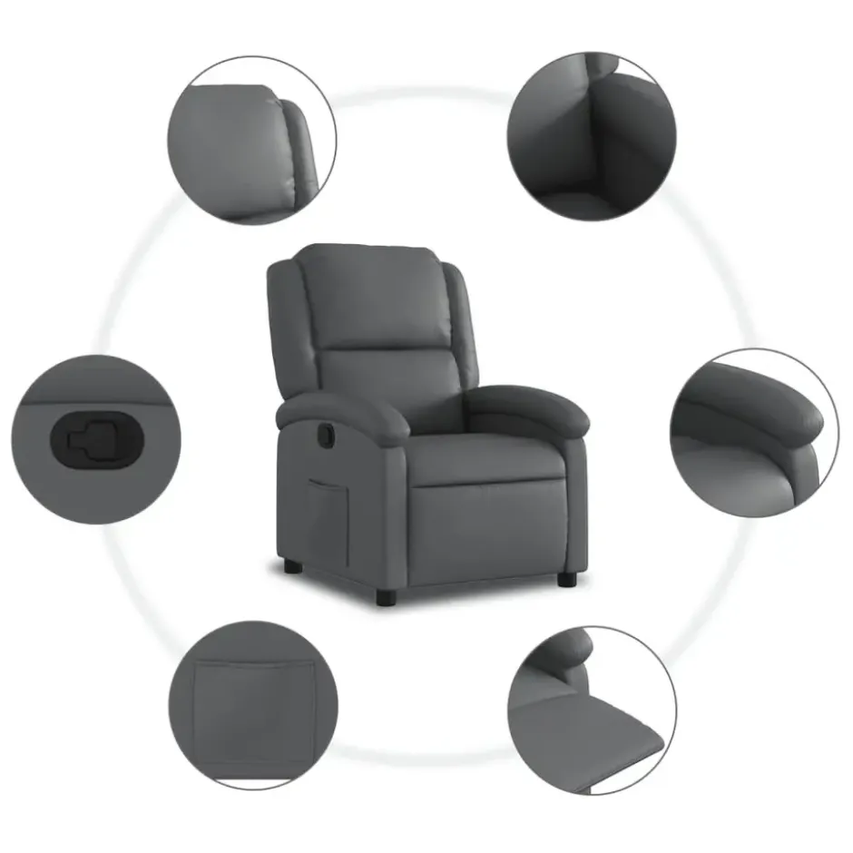 vidaXL - Fauteuil - Grijs - Kunstleer