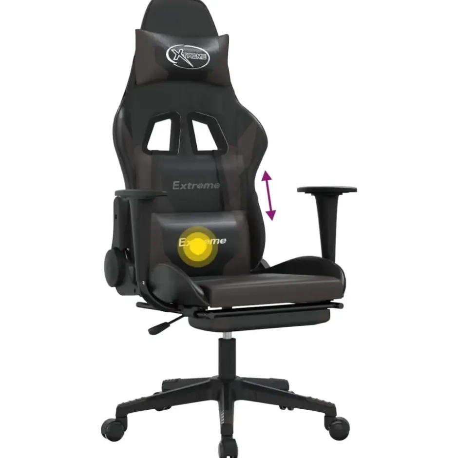 vidaXL - Gamingstoel - Grijs - Kunstleer