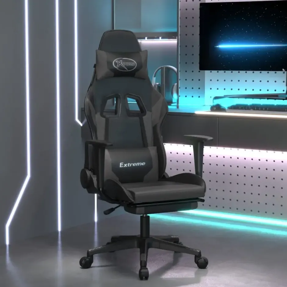 vidaXL - Gamingstoel - Grijs - Kunstleer