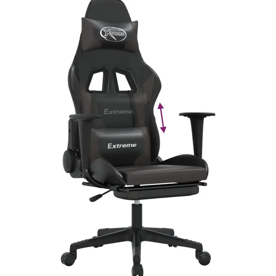 vidaXL - Gamingstoel - Grijs - Kunstleer