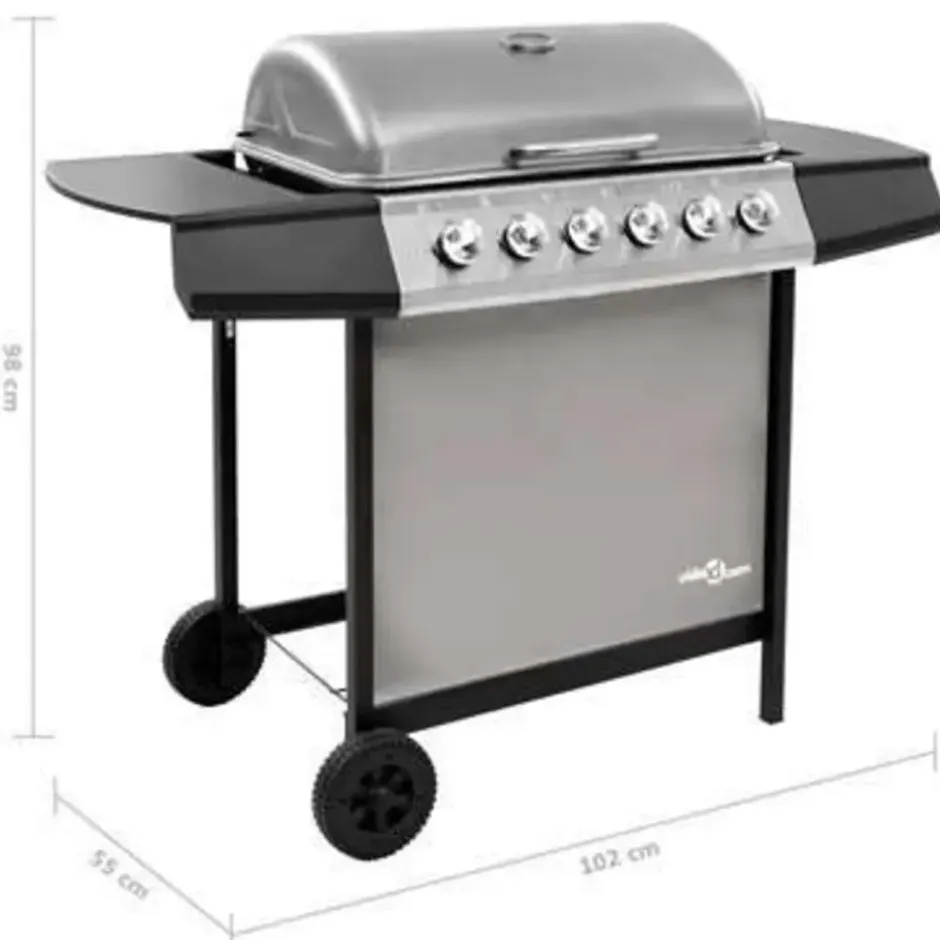 vidaXL - Gasbarbecue-grill - Zilver - Staal
