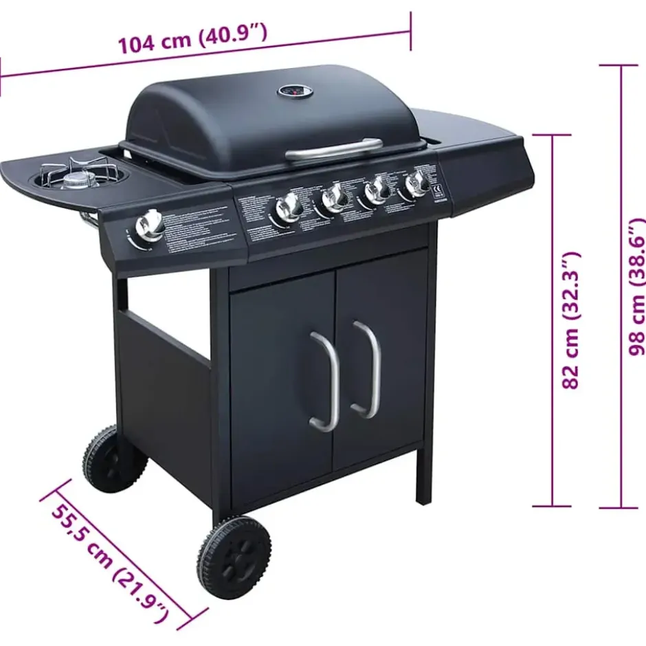 vidaXL - Gas Barbecue - Zwart - Roestvrij staal