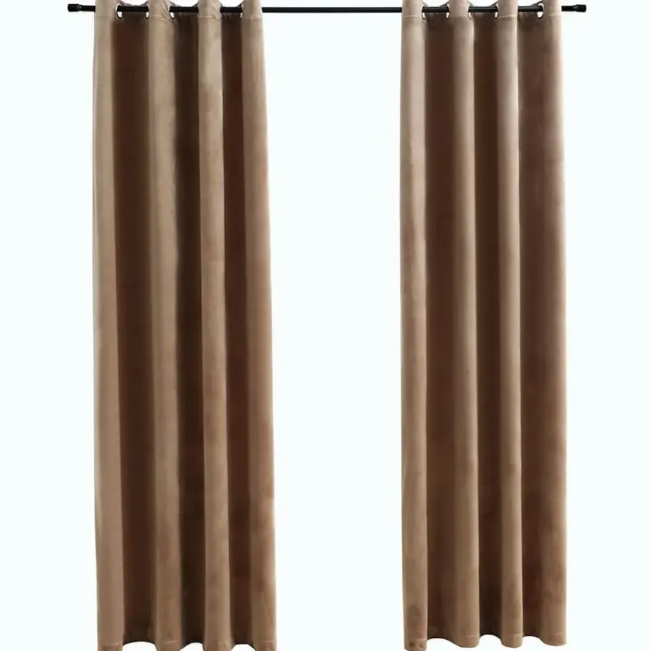 vidaXL - Gordijn - Beige - Fluweel - 140 x 175 cm - 2 stuks