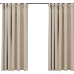vidaXL - Gordijn - Beige - Stof - 140 x 175 cm - 2 stuks