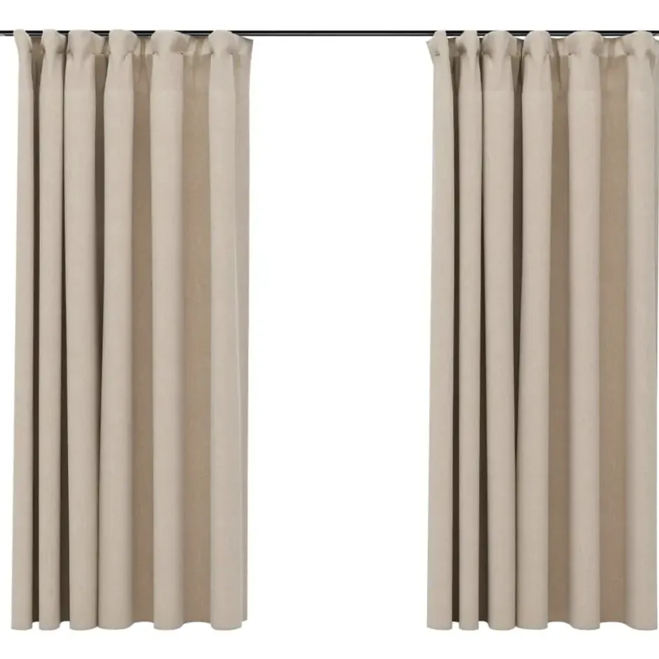 vidaXL - Gordijn - Beige - Stof - 140 x 175 cm - 2 stuks