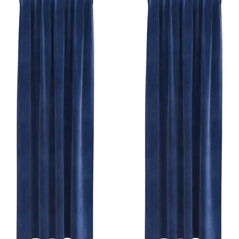 vidaXL Gordijnen - Donkerblauw - Verduisterend - 140x245 cm - Fluweel - 2 Stuks