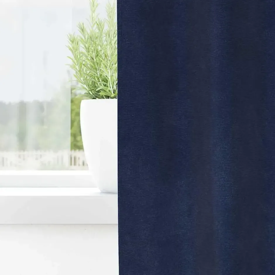 vidaXL Gordijnen - Donkerblauw - Verduisterend - 140x245 cm - Fluweel - 2 Stuks