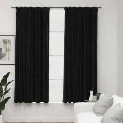 vidaXL Gordijnen linnen verduisterend haken 2 st 140x175 cm antraciet