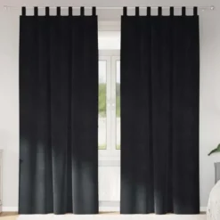 vidaXL Gordijnen met lussen - Verduisterend - Zwart Fluweel - 140x225 cm - 2 St.
