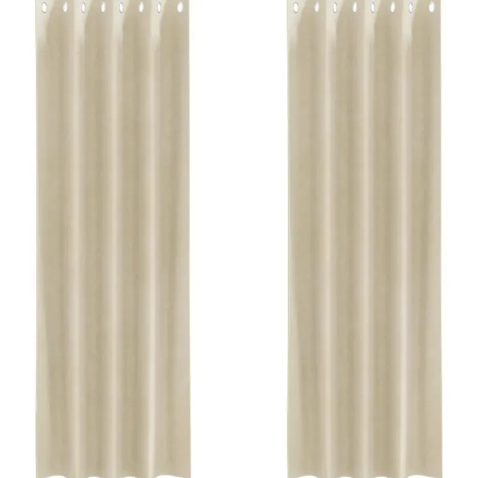 vidaXL Gordijnen met lussen - Verduisterend - Crème Fluweel - 140x245 cm - 2 St.