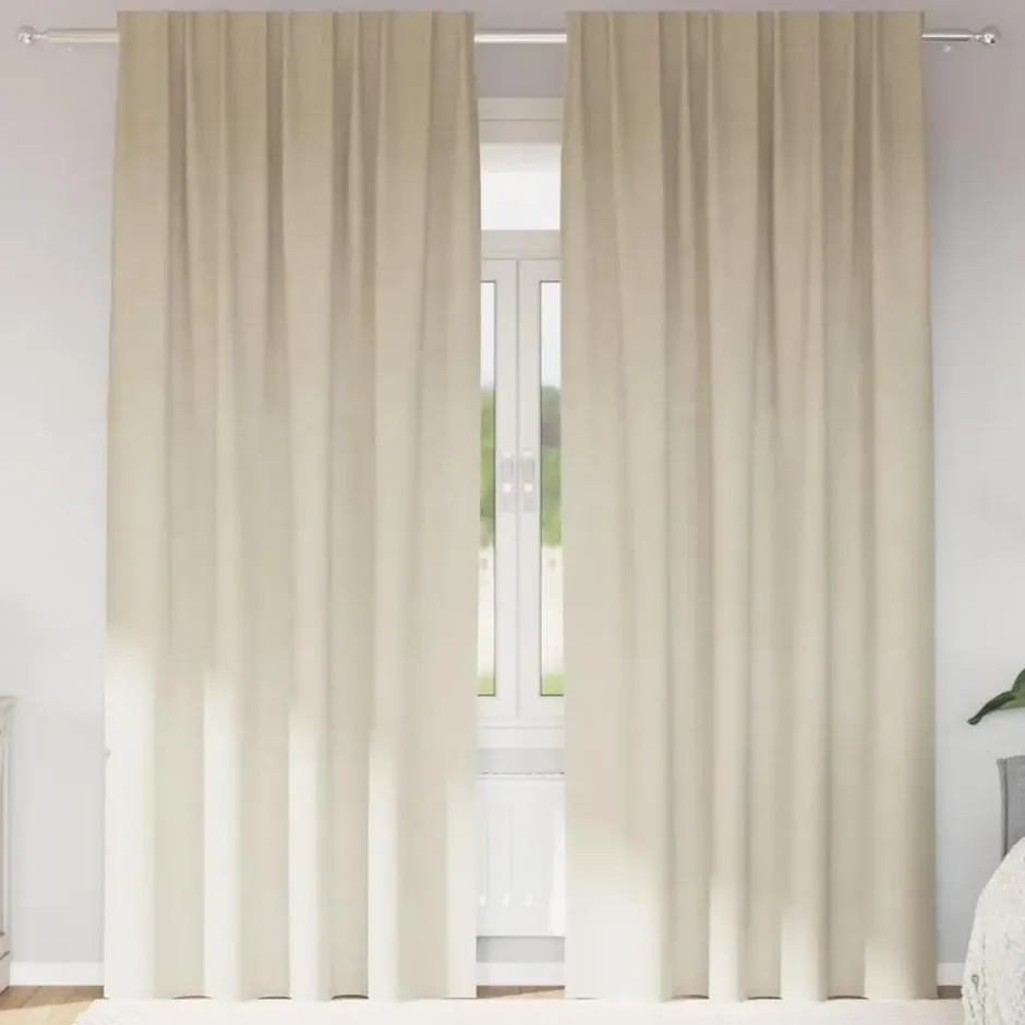 vidaXL Gordijnen met lussen - Verduisterend - Crème Fluweel - 140x260 cm - 2 St.