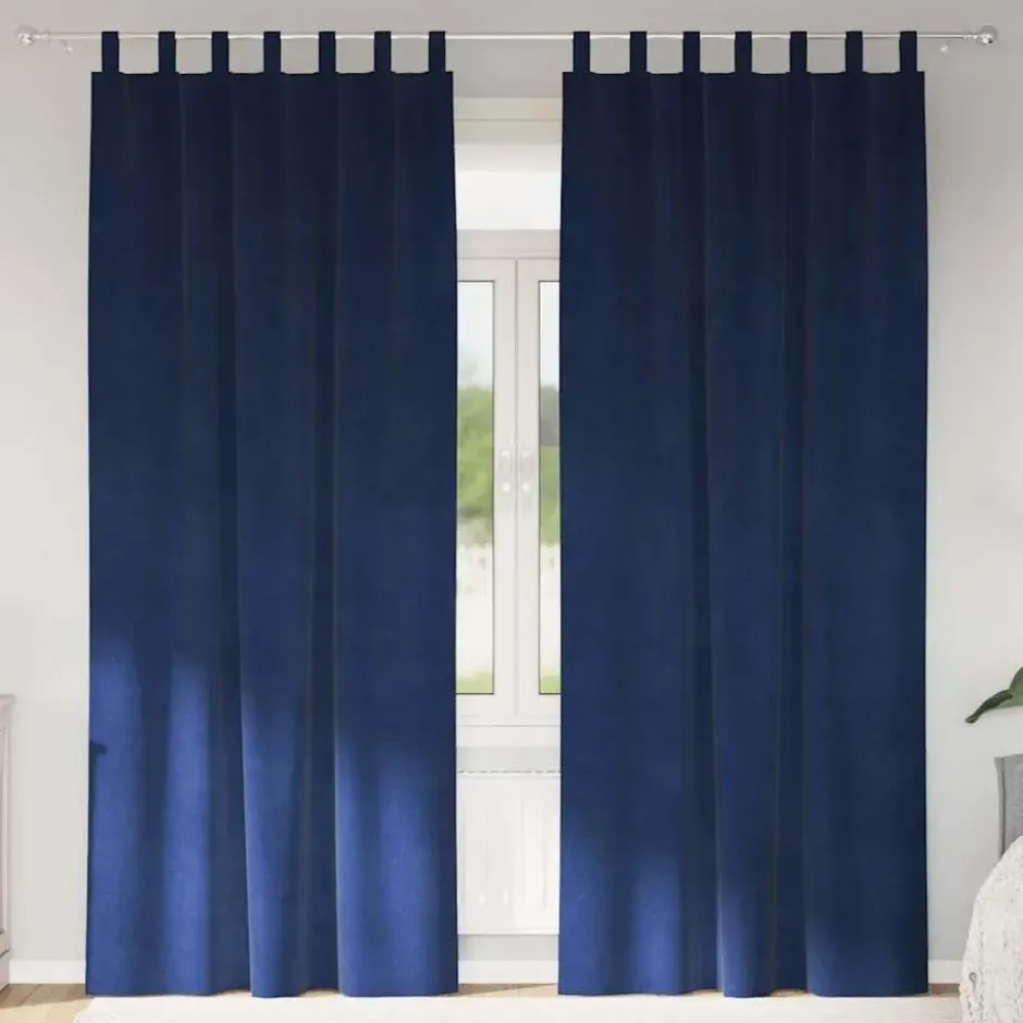vidaXL Gordijnen met lussen - Verduisterend - Donkerblauw - 140x260 cm - 2 St.