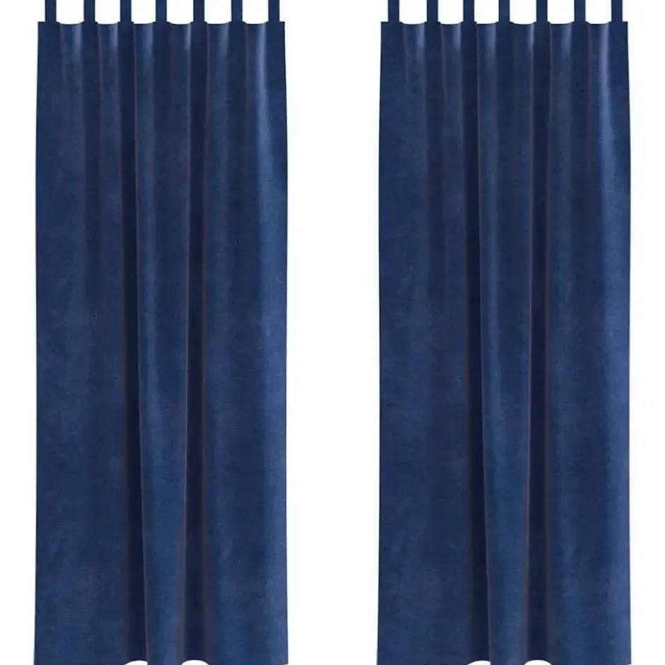 vidaXL Gordijnen met lussen - Verduisterend - Donkerblauw - 140x260 cm - 2 St.