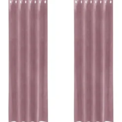 vidaXL Gordijnen met ringen - Donkerroze - 140x225 cm - Fluweel - 2 Stuks
