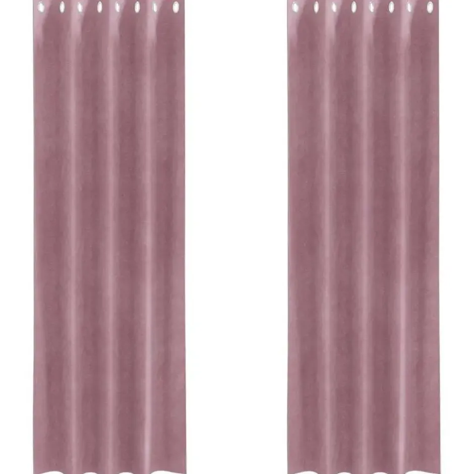 vidaXL Gordijnen met ringen - Donkerroze - 140x225 cm - Fluweel - 2 Stuks