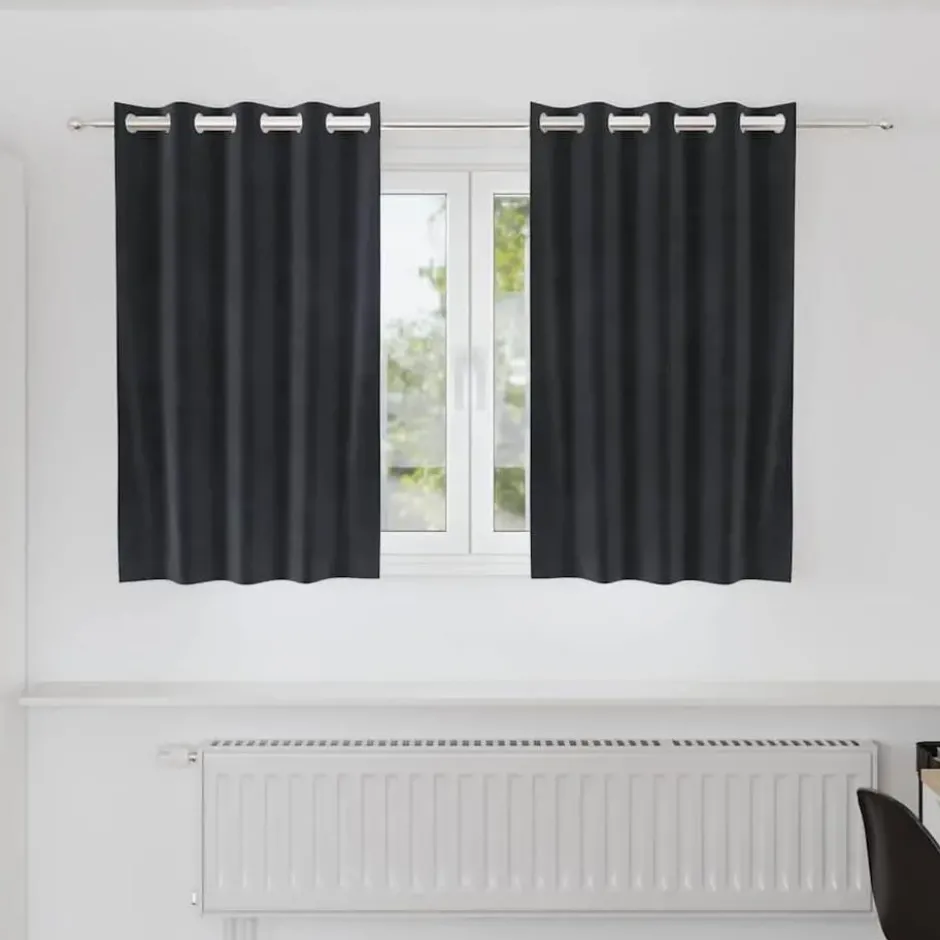 vidaXL Gordijnen met ringen - Donkerroze - 140x140 cm - Fluweel - 2 Stuks