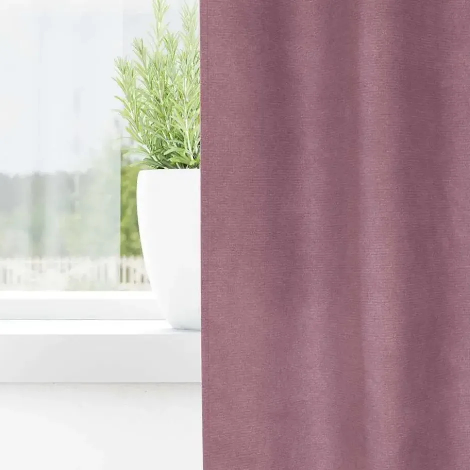 vidaXL Gordijnen met ringen - Donkerroze - 140x175 cm - Fluweel - 2 Stuks