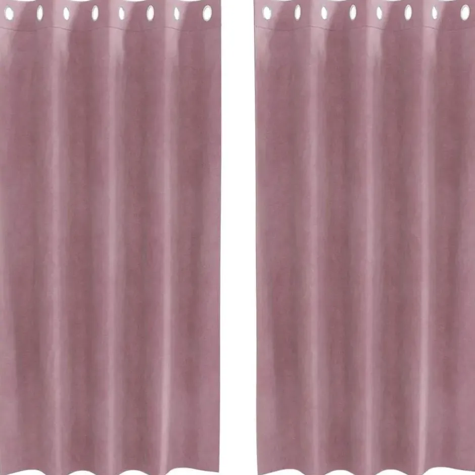 vidaXL Gordijnen met ringen - Donkerroze - 140x175 cm - Fluweel - 2 Stuks