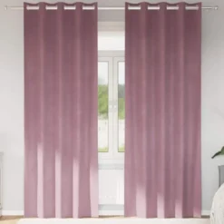 vidaXL Gordijnen met ringen - Donkerroze - 140x245 cm - Fluweel - 2 Stuks