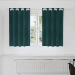vidaXL Gordijnen met ringen - Donkergroen - 140x140 cm - Fluweel - 2 Stuks