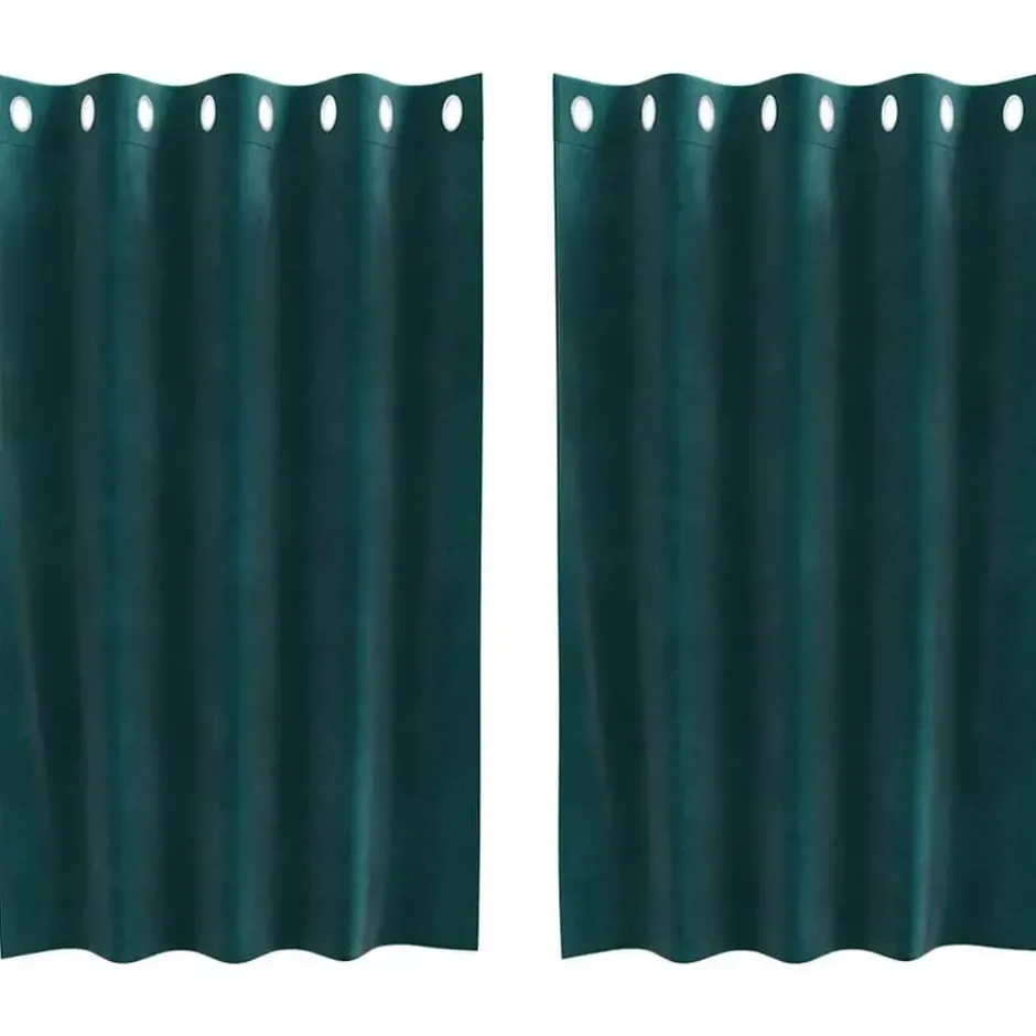 vidaXL Gordijnen met ringen - Donkergroen - 140x140 cm - Fluweel - 2 Stuks