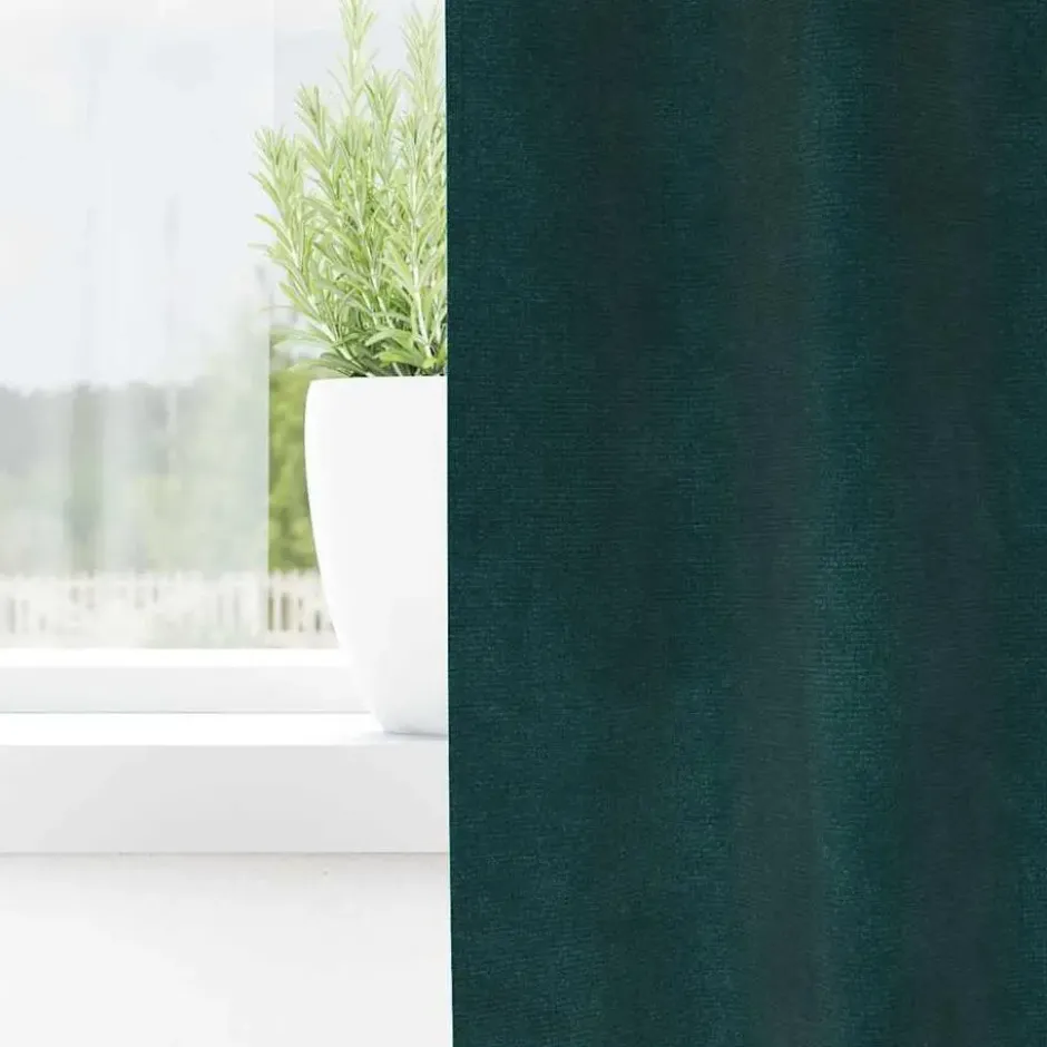 vidaXL Gordijnen met ringen - Donkergroen - 140x140 cm - Fluweel - 2 Stuks