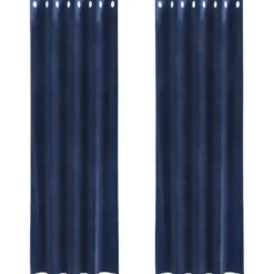 vidaXL Gordijnen met ringen - Donkerblauw - 140x245 cm - Fluweel - 2 Stuks