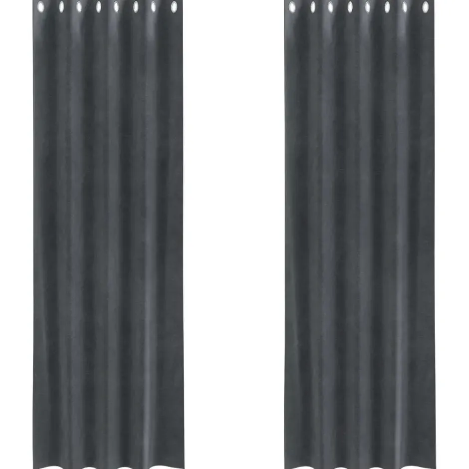 vidaXL Gordijnen met ringen - Lichtgrijs - 140x225 cm - Fluweel - 2 Stuks